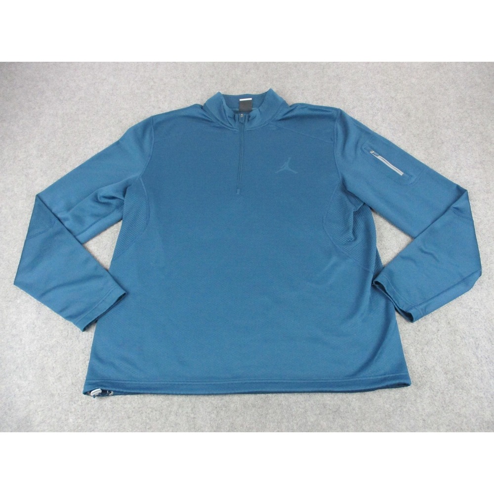 Jordan Sweater Mens Extra Large Blue Thermal Fleece Lined Quarter Zip Sweatshirt